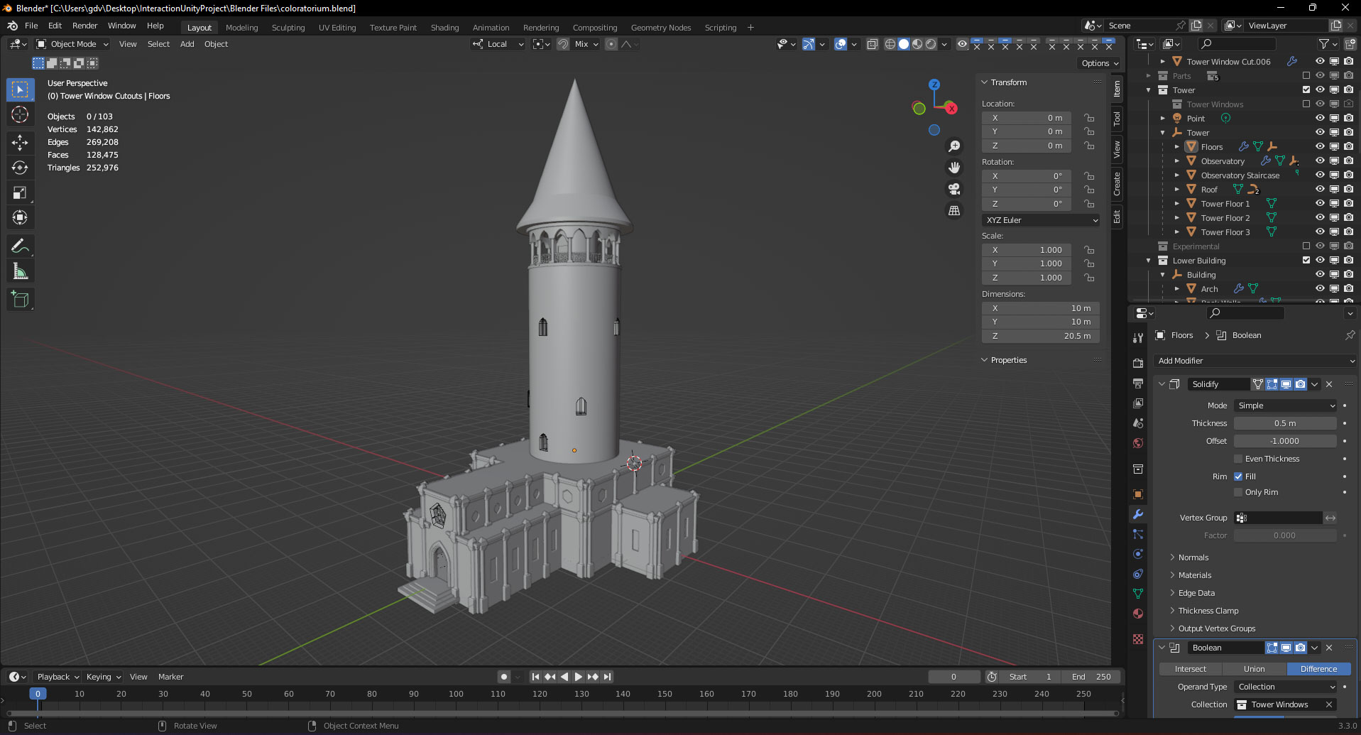 Tower model in blender