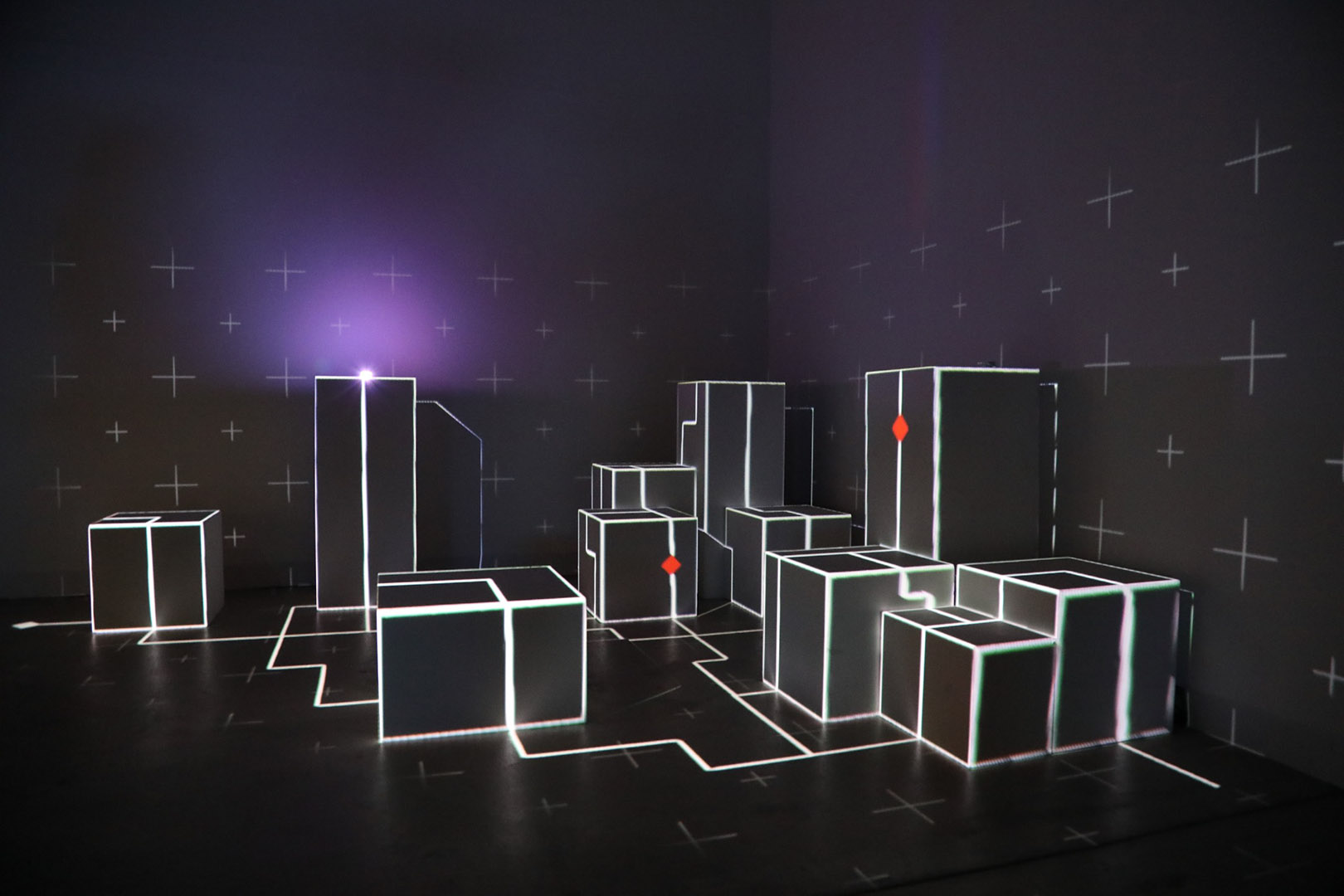 Empty scene with a flashing LED on top